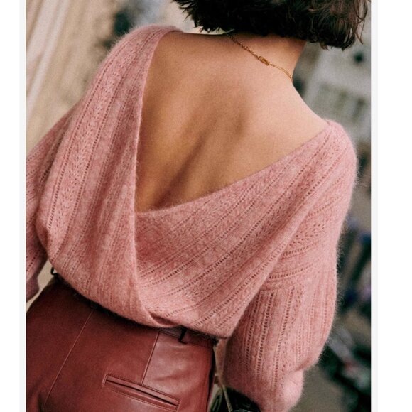 BEST Sezane Cristina Jumper XS/XXS/M/L Blush Pink Sweater French Wool Mohair - Picture 2 of 11